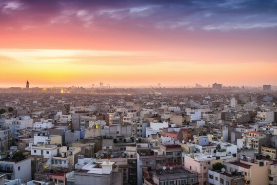 Panoramic view of Casablanca skyline. Generative AI