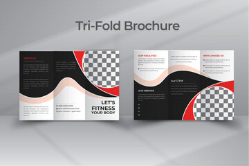 Tri Fold Fitness Brochure Template Design free vector illustration
