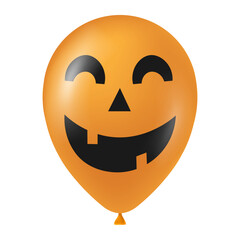 Halloween orange balloon illustration with scary and funny face