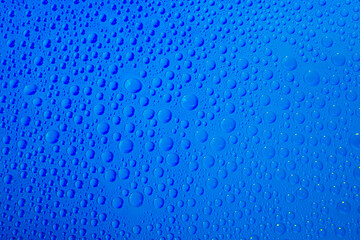 Aesthetic waterdrops on blue and purple Rainbow gradient background. Holographic soft pastel colors backdrop. Trendy creative gradient. Colorful rainbow gradient poster, banner wallpaper.