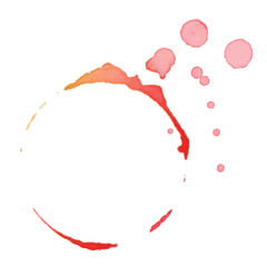 Watercolor circle of splashes on white background