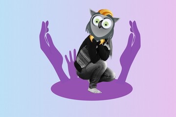 Creative collage of human arms and stressed human