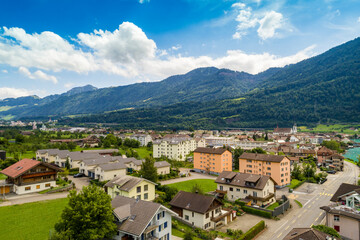 Aerial view of Arth on Lake Zug, Schwyz, Switzerland