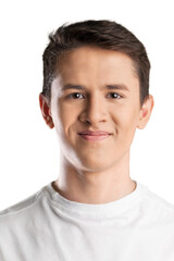 Obraz premium Portrait of young handsome man isolated on white background