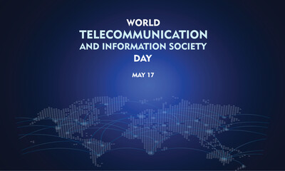World Telecommunication and Information Society Day design. It features a block digitalized world map. Vector illustration 