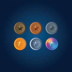 Vector illustration of icon game ranking medals, game user medals, rating, game rating, player rank.