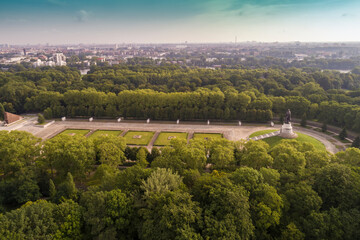 Fototapeta na wymiar Aerial view of The russian soviet memorial in Treptower Park, Berlin ,Germany