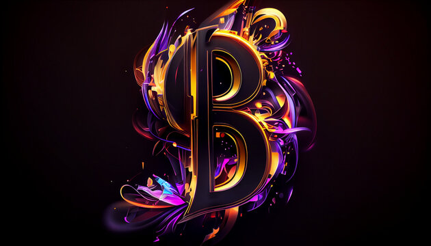 Beautiful abstract futuristic letter B logo Ai generated image