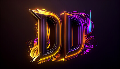 Beautiful abstract futuristic letter D logo Ai generated image - obrazy, fototapety, plakaty