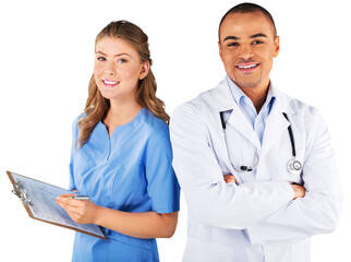 Male doctor with female nurse in the clinic