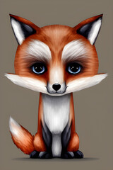 Funny illustration of a fox, generative ai	
