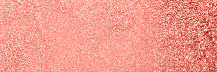Fototapeta premium Texture of rose gold leather as background, closeup. Banner design