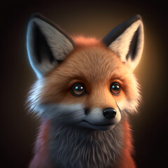 Obraz premium Generative AI illustration of a red fox 