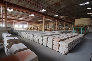 alumina factory, where raw material is processed into high-quality aluminum products, created with generative ai