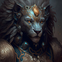 very highly detailed full face with lion