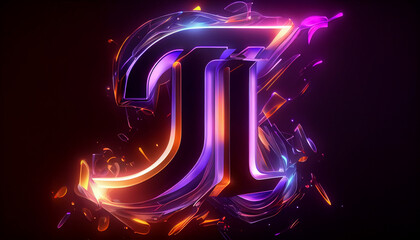 Beautiful abstract futuristic letter J logo Ai generated image - obrazy, fototapety, plakaty