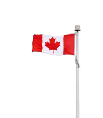 Canadian flag on a pole isolated cutout on transparent