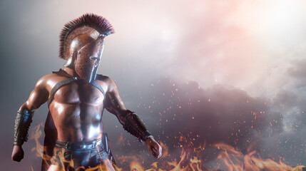 Fototapeta na wymiar ancient greek spartan warrior render 3d