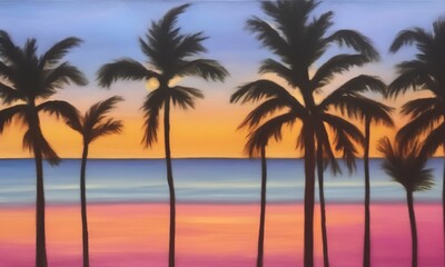 Naklejka na ściany i meble palm trees at sunset