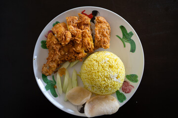 Nasi Lemak with fried chicken