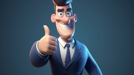 businessman or salesman smiling with thumbs up of approval, generative ai