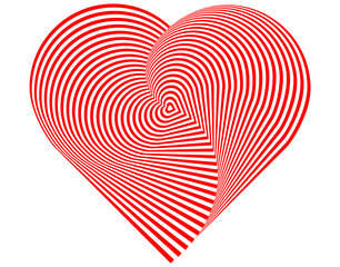 Heart love Monochrome horizontal background spiral optical art shaped tunnel. Rainbow romantic pattern in vector