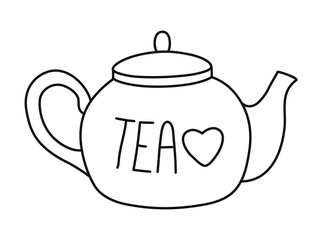 Teapot hand drawn with thin line. Png clipart isolated on transparent background