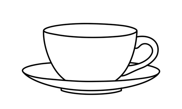 Tea cup hand drawn with thin line. Png clipart isolated on transparent background