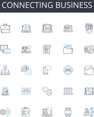Connecting business line icons collection. Nerking industry, Collaborating companies, Communicating firms, Partnering enterprises, Uniting corporations, Joining ventures, Merging businesses vector and
