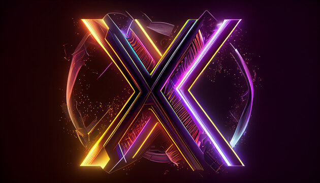 Beautiful abstract futuristic letter X logo Ai generated image