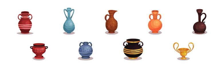 Ceramic Vessels and Containers for Interior and Kitchen Use Vector Set