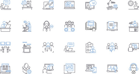 Career Hub line icons collection. Professional, Nerking, Development, Growth, Success, Skills, Advancement vector and linear illustration. Guidance,Opportunities,Coaching outline signs set