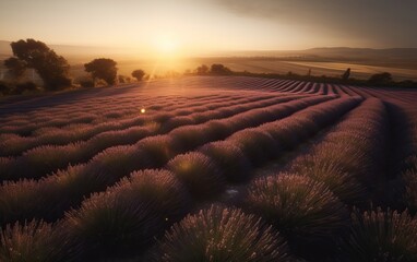 Fototapeta premium lavender fields, provence,sunset, ai, photography