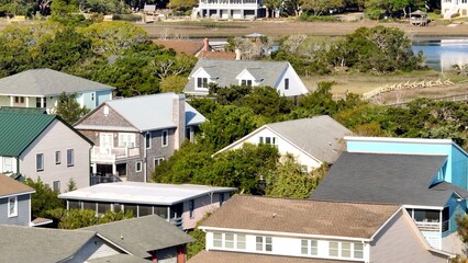 Family vacation beach houses by the ocean and marsh at Pawleys Island, SC south of Myrtle Beach...