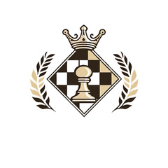 A vector design for a chess competition with a pawn and a crown