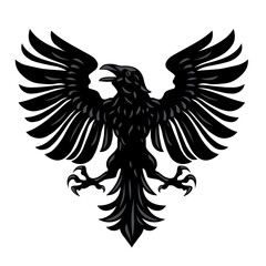Heraldic raven crow.  Symbol, sign, icon, silhouette, tattoo. Isolated vector illustration.
