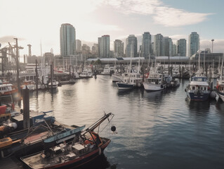 Fototapeta na wymiar A City Harbor with Many Boats | Generative AI