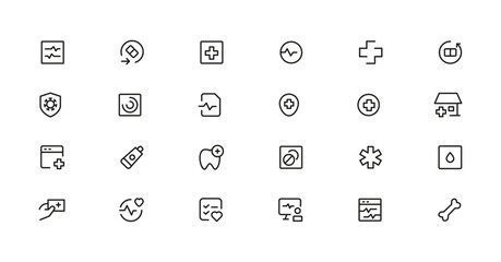 Medicine and Health symbols - minimal thin line web icon set. Outline icons collection. Simple vector illustration