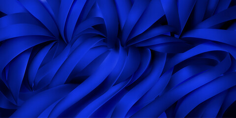 Background of blue silk or paper ribbons