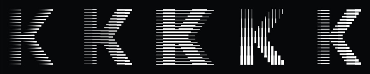 Naklejka premium Letter K logo variation with abstract geometric horizontal and vertical lines