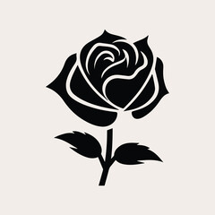 Rose one color vector logo, emblem or icon for company branding. Decorative flower silhouette. Tattoo art style. 