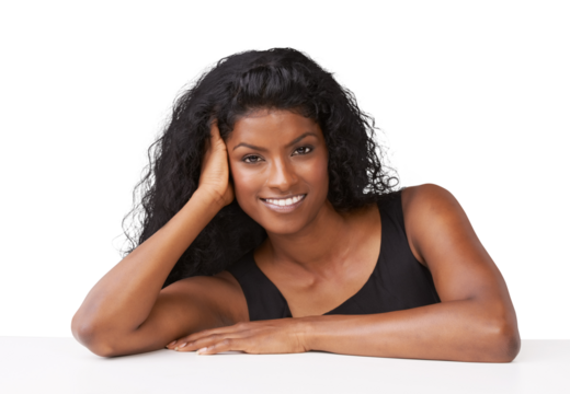 Portrait, smile and Indian woman with confidence, cheerful and lady isolated against transparent background. Face, female person and happy model with happiness, cheerful and joyful with beauty or png