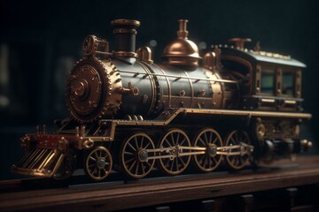 Fototapeta na wymiar Generative AI : a steampunk railway engine