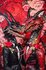 Fototapeta premium Elegant beautiful pair of dragons