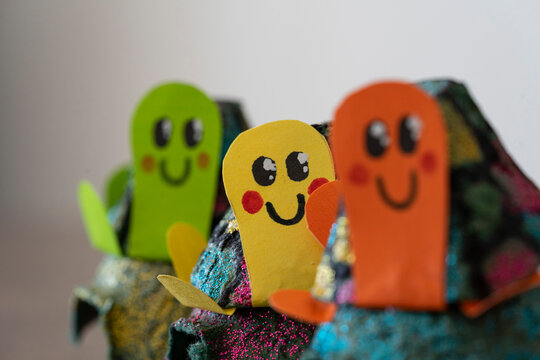 Three colored turtles. crafts, handicraft