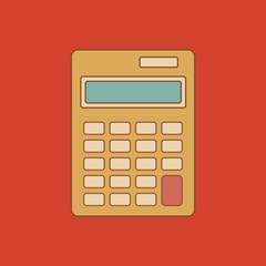minimalist retro calculator on red background 90s 80s retro tech nostalgia memories mathematics engineering	
