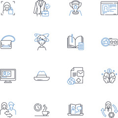 Specialist line icons collection. Expert, Skilled, Professional, Experienced, Versatile, Trained, Competent vector and linear illustration. Qualified,Seasd,Knowledgeable outline signs set