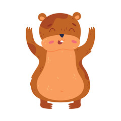 Cute hamster standing with its paw raised, funny brown rodent pet animal cartoon vector illustration