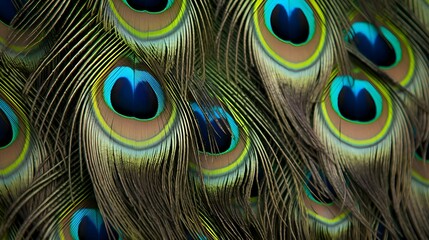 A striking close-up of a peacock's feathers