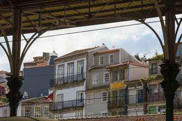 Fototapeta na wymiar Old houses near the Sao Bento station in Porto